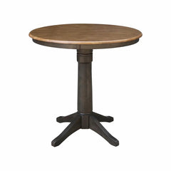 Round Counter Height Dining Table in Solid Wood, Hickory Top with Washed Coal Base