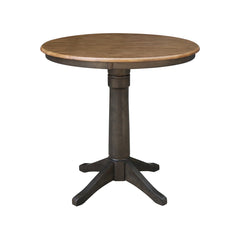 Round Counter Height Dining Table in Solid Wood, Hickory Top with Washed Coal Base