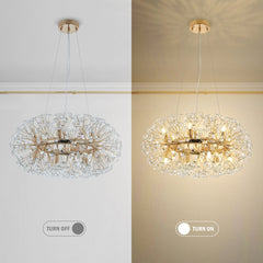 Round Crystal Chandelier with 12 Lights in Gold Iron