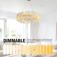 Round Crystal Chandelier with 12 Lights in Gold Iron