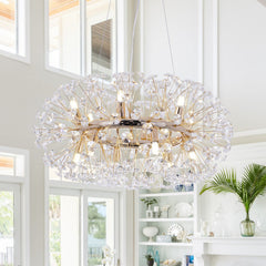 Round Crystal Chandelier with 12 Lights in Gold Iron