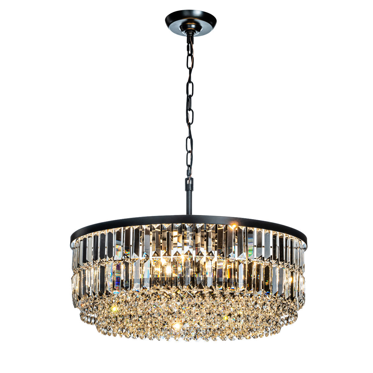 Round Crystal Chandelier with 5 Lights in Matte Black