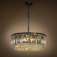 Round Crystal Chandelier with 5 Lights in Matte Black