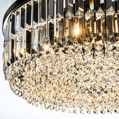 Round Crystal Chandelier with 5 Lights in Matte Black