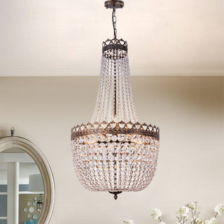 Round Crystal Chandelier with 9 Lights in Antique Bronze Finish