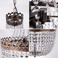 Round Crystal Chandelier with 9 Lights in Antique Bronze Finish