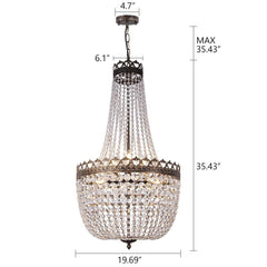 Round Crystal Chandelier with 9 Lights in Antique Bronze Finish