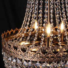 Round Crystal Chandelier with 9 Lights in Antique Bronze Finish
