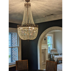 Round Crystal Chandelier with 9 Lights in Antique Bronze Finish