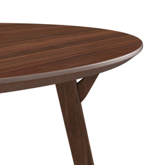 Round Dining Table, 42 in Wide, Walnut Solid and Manufactured Wood
