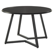 Round Dining Table, Black Manufactured Wood Top with Black Steel Base