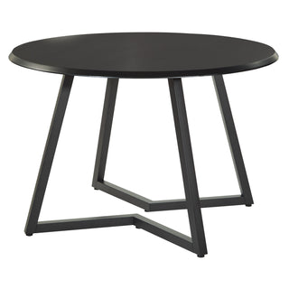Round Dining Table, Black Manufactured Wood Top with Black Steel Base