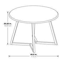 Round Dining Table, Black Manufactured Wood Top with Black Steel Base