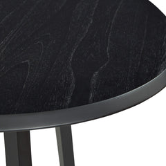 Round Dining Table, Black Manufactured Wood Top with Black Steel Base