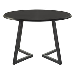 Round Dining Table, Black Manufactured Wood Top with Black Steel Base