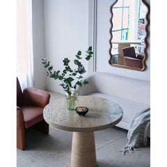 Round Dining Table, Cement Pedestal Base, 36 Inch, Cream