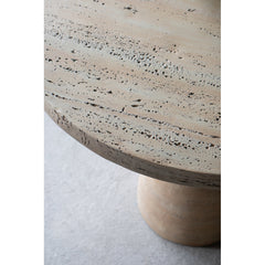 Round Dining Table, Cement Pedestal Base, 36 Inch, Cream
