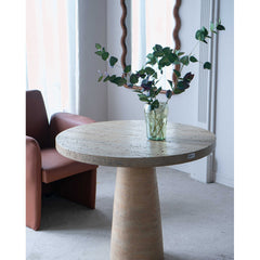 Round Dining Table, Cement Pedestal Base, 36 Inch, Cream