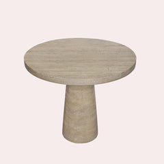 Round Dining Table, Cement Pedestal Base, 36 Inch, Cream