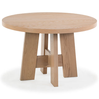 Round Dining Table, Manufactured Wood with Oak Veneer, 47 Inch, Four Leg Base