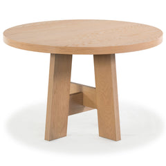 Round Dining Table, Manufactured Wood with Oak Veneer, 47 Inch, Four Leg Base
