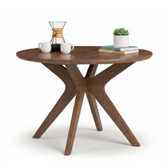 Round Dining Table, Seats 4, 45 in Wide, Brown Wood