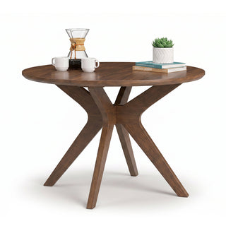 Round Dining Table, Seats 4, 45 in Wide, Brown Wood
