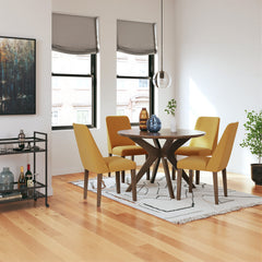 Round Dining Table, Seats 4, 45 in Wide, Brown Wood