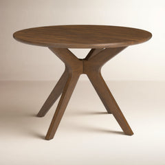 Round Dining Table, Seats 4, 45 in Wide, Brown Wood