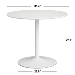 Round Dining Table, Seats 4, Steel Pedestal Base, Gloss Black Top