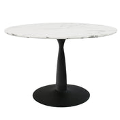 Round Dining Table, Seats Four, White Top with Black Steel Base
