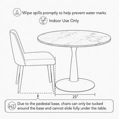 Round Dining Table, Seats Four, White Top with Black Steel Base