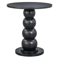 Round Dining Table, Solid Wood Pedestal Base, Engineered Wood Top, Black