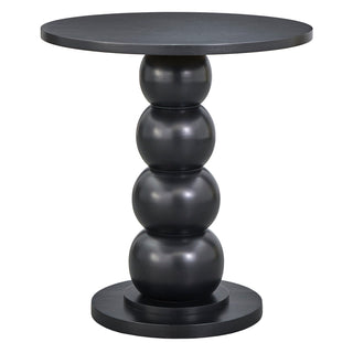 Round Dining Table, Solid Wood Pedestal Base, Engineered Wood Top, Black