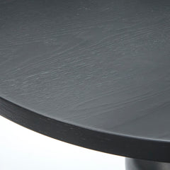 Round Dining Table, Solid Wood Pedestal Base, Engineered Wood Top, Black