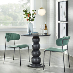 Round Dining Table, Solid Wood Pedestal Base, Engineered Wood Top, Black
