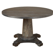 Round Dining Table with Pedestal Base in Weathered Gray