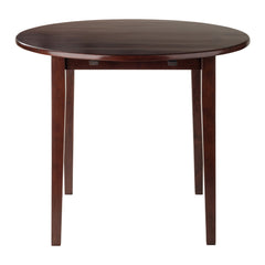 Round Drop Leaf Dining Table in Solid Beech Wood, Walnut Finish
