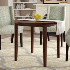 Round Drop Leaf Dining Table in Solid Beech Wood, Walnut Finish