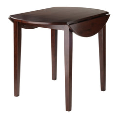 Round Drop Leaf Dining Table in Solid Beech Wood, Walnut Finish