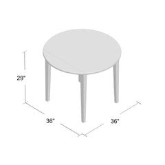 Round Drop Leaf Dining Table in Solid Beech Wood, Walnut Finish