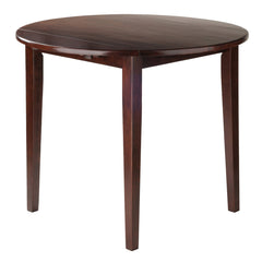 Round Drop Leaf Dining Table in Solid Beech Wood, Walnut Finish