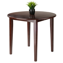 Round Drop Leaf Dining Table in Solid Beech Wood, Walnut Finish