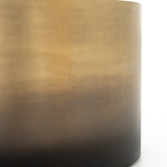 Round Drum Coffee Table with Iron Top and Base in Ombre Antique Brass