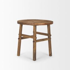 Round End Table, 26 Inch, Brown Solid Mango Wood
