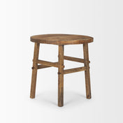 Round End Table, 26 Inch, Brown Solid Mango Wood