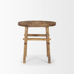Round End Table, 26 Inch, Brown Solid Mango Wood