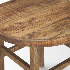 Round End Table, 26 Inch, Brown Solid Mango Wood
