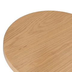 Round End Table, Fluted Drum Base in Natural Wood