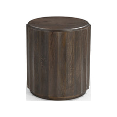 Round End Table in Solid Mango Wood with Walnut Finish